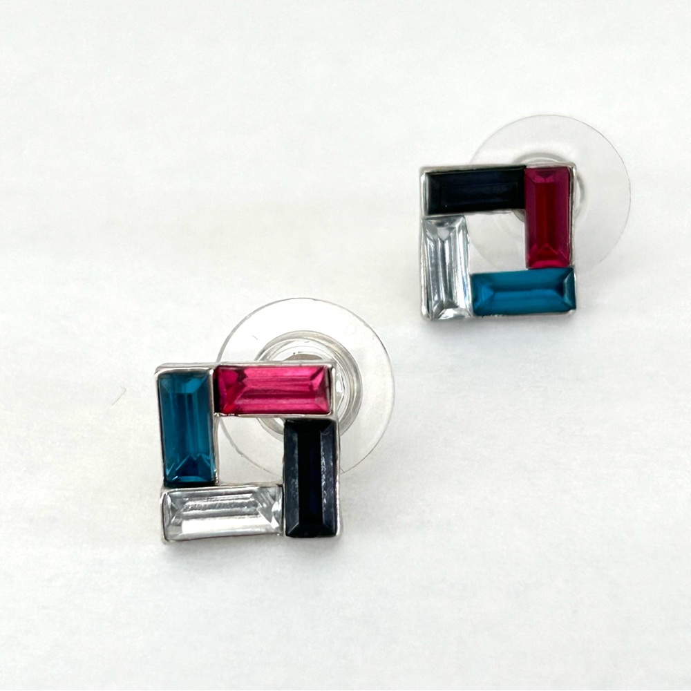Baguette Style Square Stud Earrings